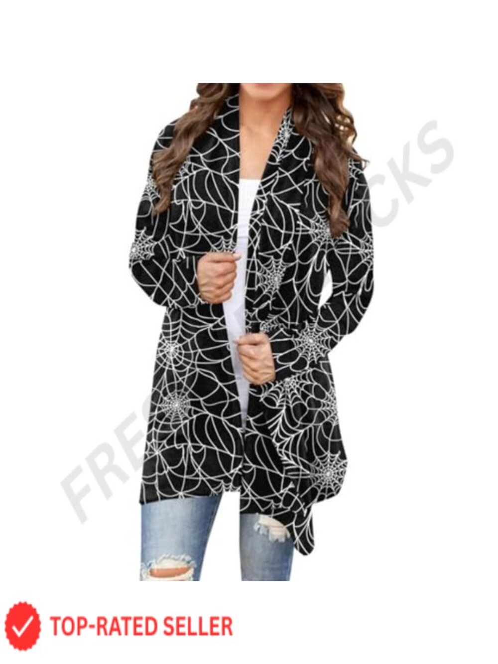 Halloween Cat Pumpkin Knit Cardigan Long Sleeve Open Front Women's Sweater